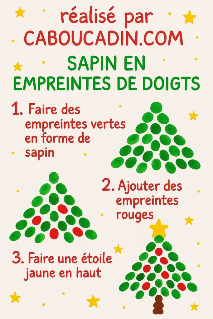 illustration tuto sapin de noel avec empreintes de doigts