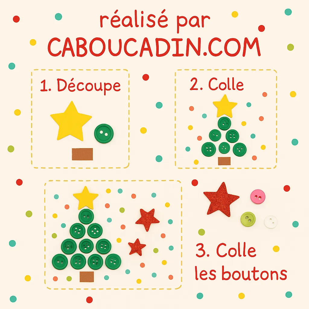 illustration tuto sapin noel avec des boutons