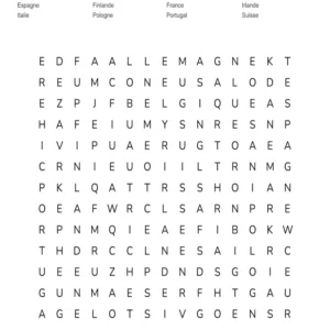 10 grilles de mots mêlés sur les pays européens