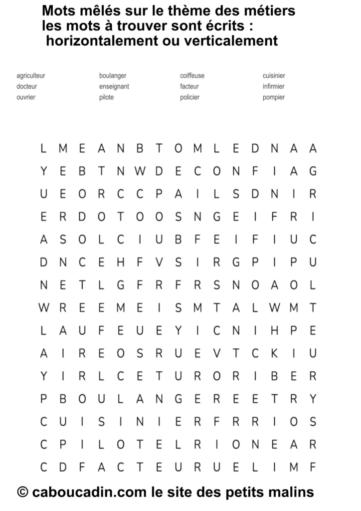 mots meles sur les metiers 8