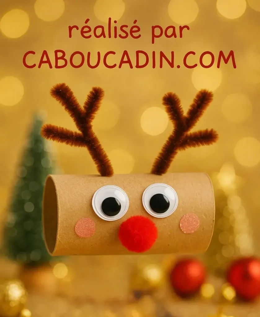 Rennes de Noël en rouleaux de carton : le bricolage facile et trop mignon pour enfants renne de noel avec rouleau en carton horizontal 1