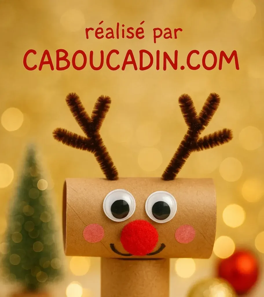 Rennes de Noël en rouleaux de carton : le bricolage facile et trop mignon pour enfants renne de noel avec rouleau en carton horizontal 3