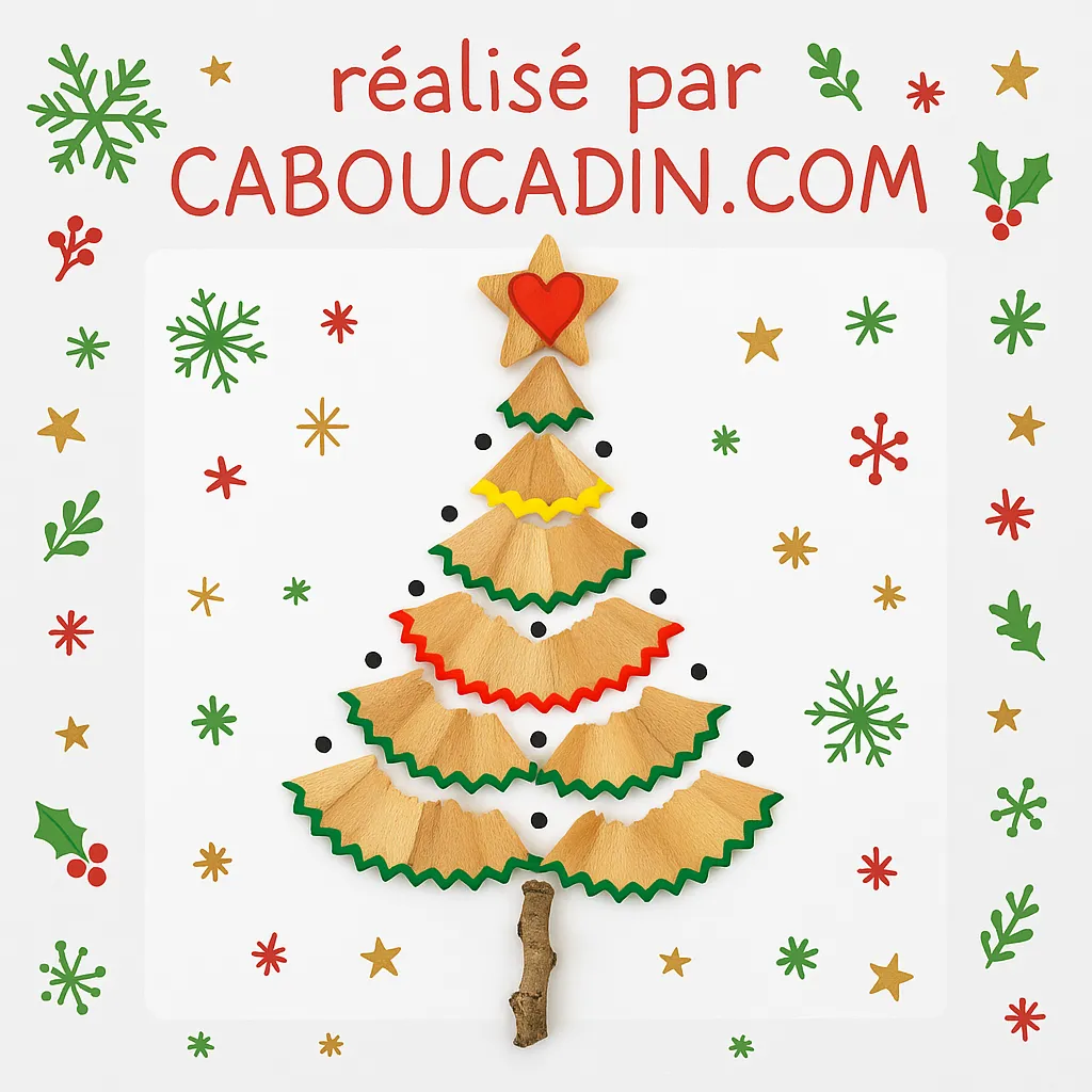 sapin de noel avec pelures crayons de couleurs 1