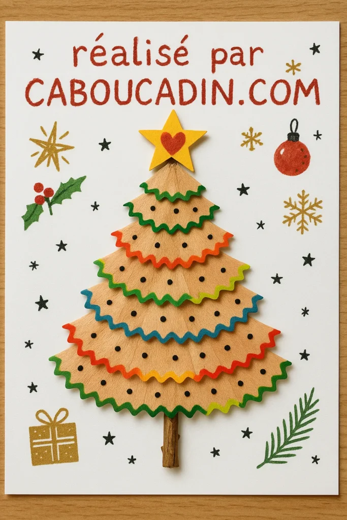 sapin de noel avec pelures crayons de couleurs 2