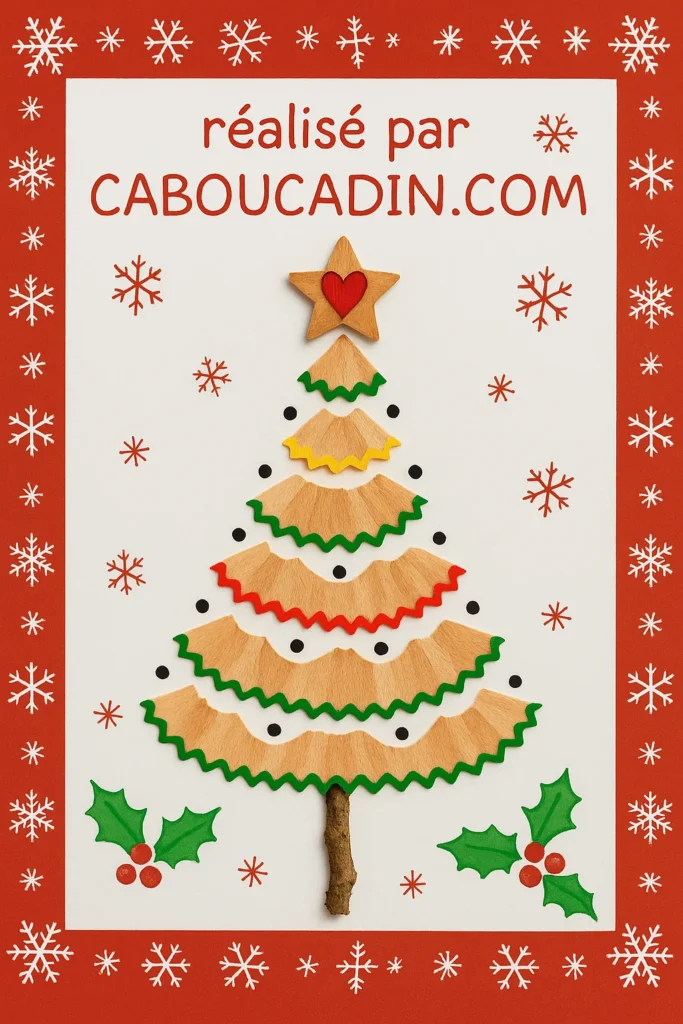 sapin de noel avec pelures crayons de couleurs 3