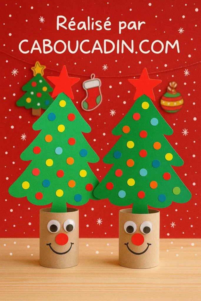 Bricolage de Noël en maternelle : fabriquer un sapin avec un rouleau de papier toilette sapin de noel avec rouleau en carton 2