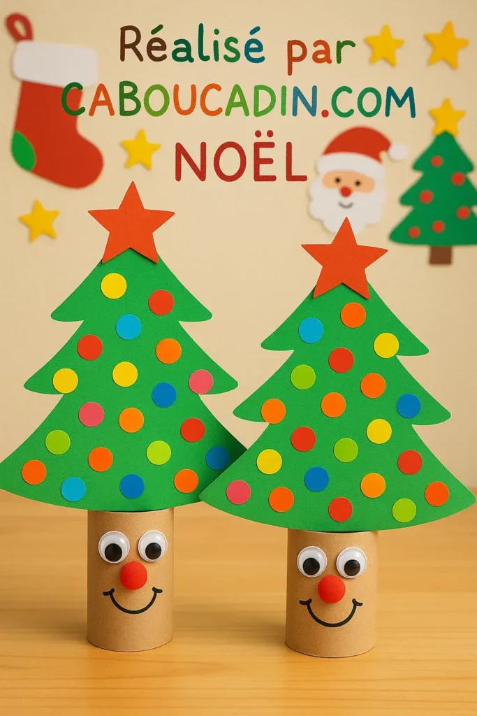 Bricolage de Noël en maternelle : fabriquer un sapin avec un rouleau de papier toilette sapin de noel avec rouleau en carton 3