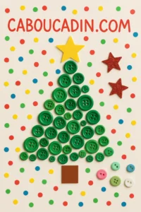 Sapin de Noël en Boutons : Bricolage Maternelle Facile et Magique à Imprimer sapin-noel-avec-des-boutons-1