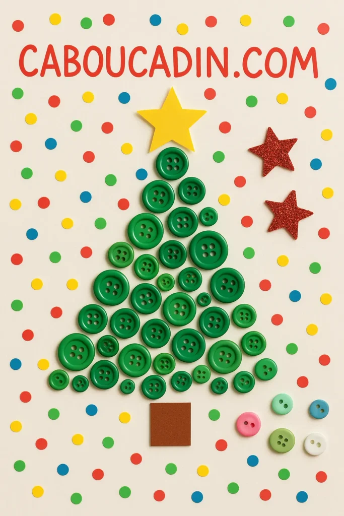 Sapin de Noël en Boutons : Bricolage Maternelle Facile et Magique à Imprimer
