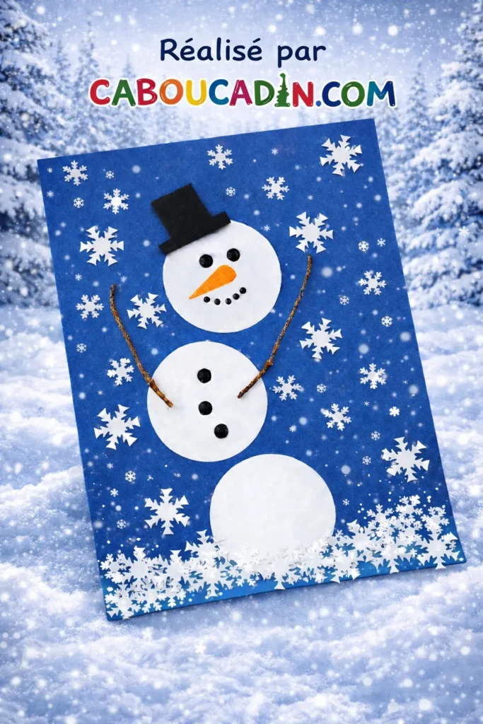 bonhomme neige hiver avec 3 cercles de papier blanc