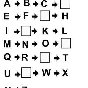 Fiche maternelle alphabet : compléter l’ordre alphabétique avec les lettres manquantes