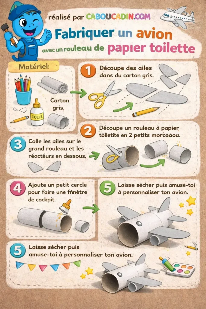 illustration tuto avion avec rouleau en carton