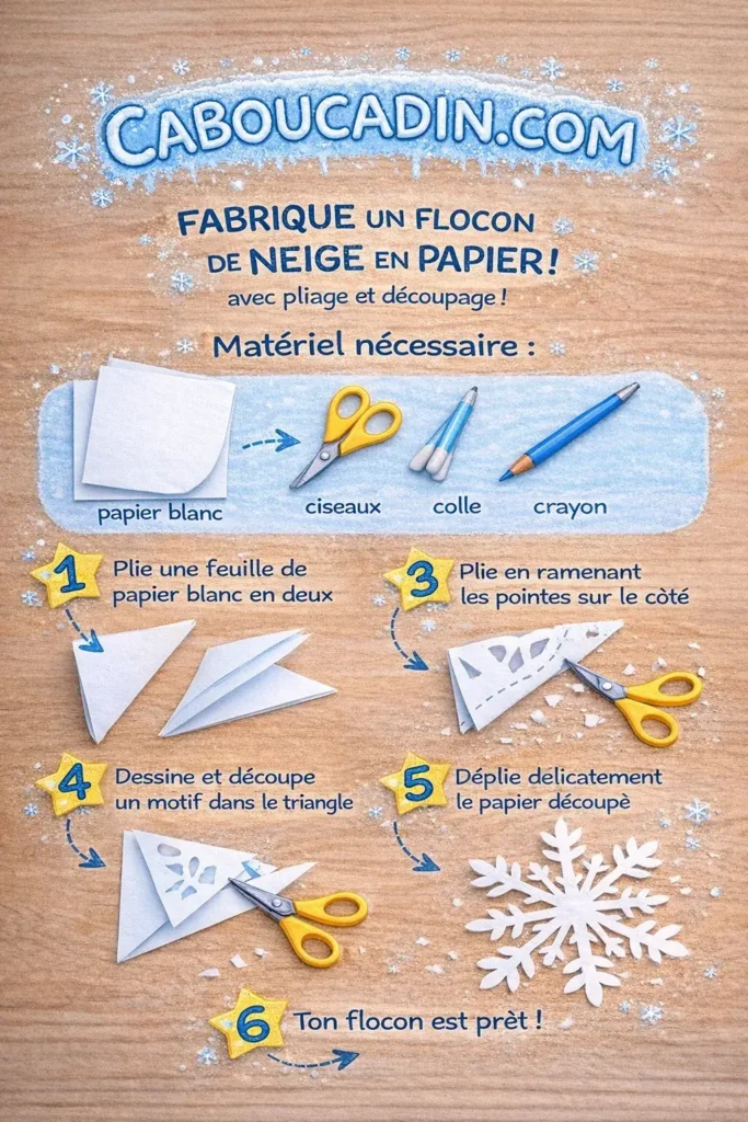 illustration tuto flocon neige papier pliage et decoupage