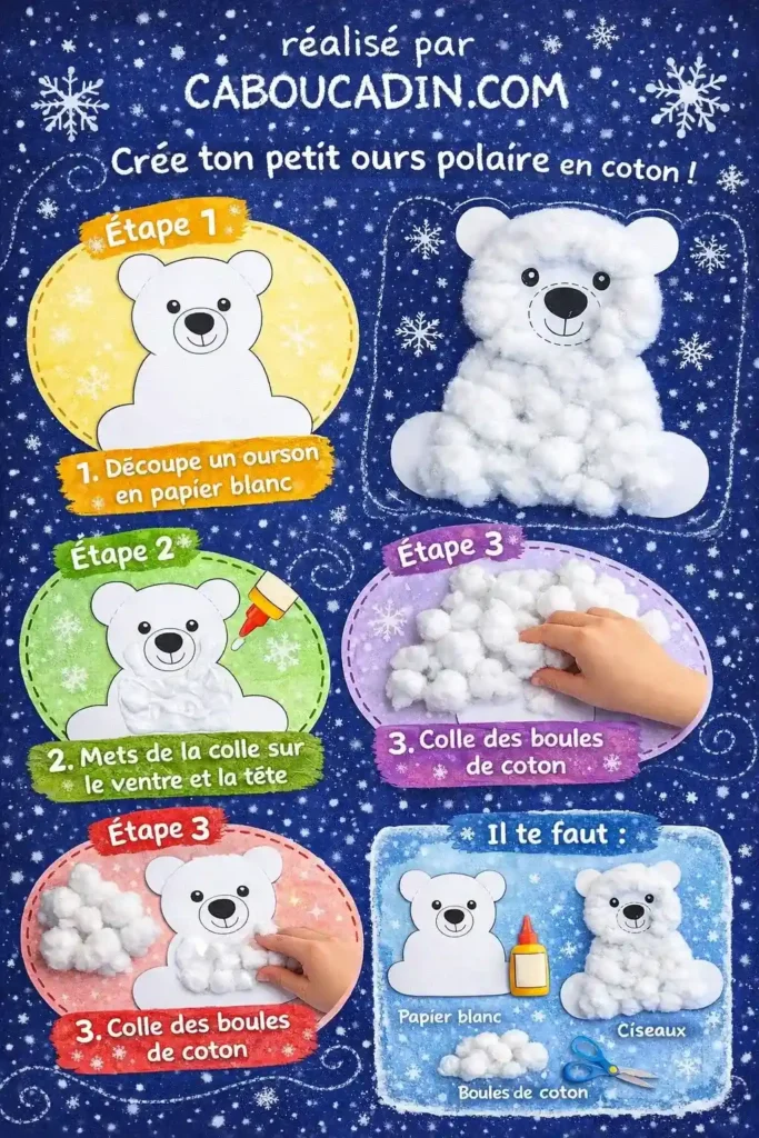 illustration tuto ours polaire avec coton