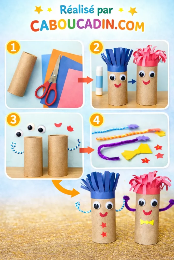 illustration tuto personnages rigolots avec rouleau en carton 1 11zon