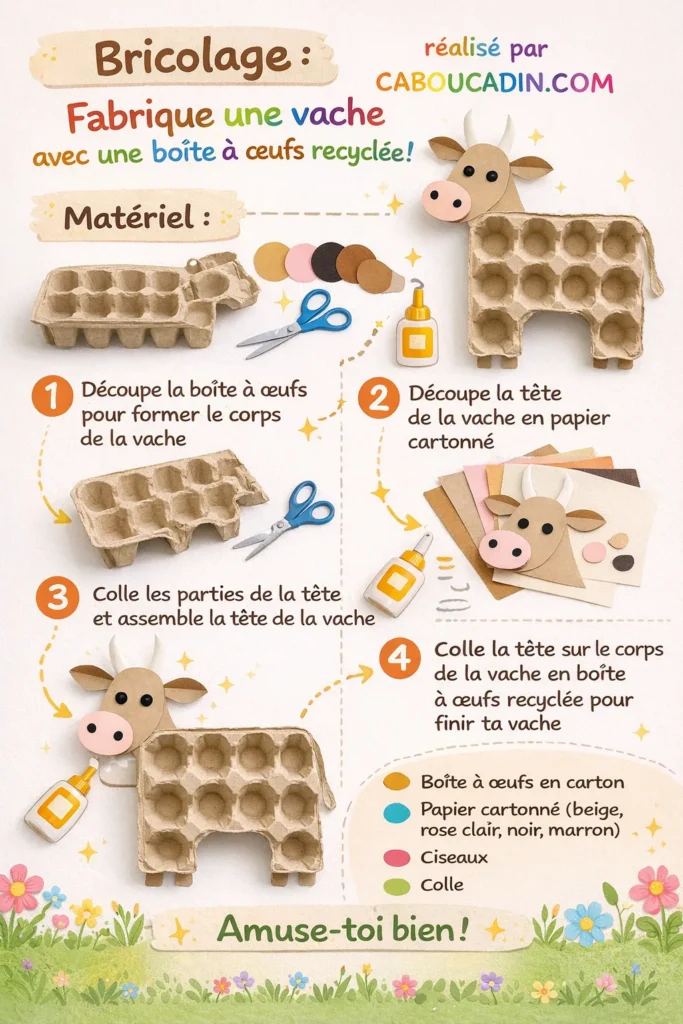 illustration tuto vache avec boite a oeufs en carton