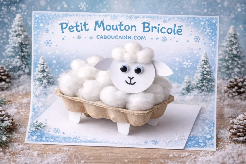 Bricolage maternelle : fabriquer un mouton tout doux avec une boîte à œufs et des boules de coton