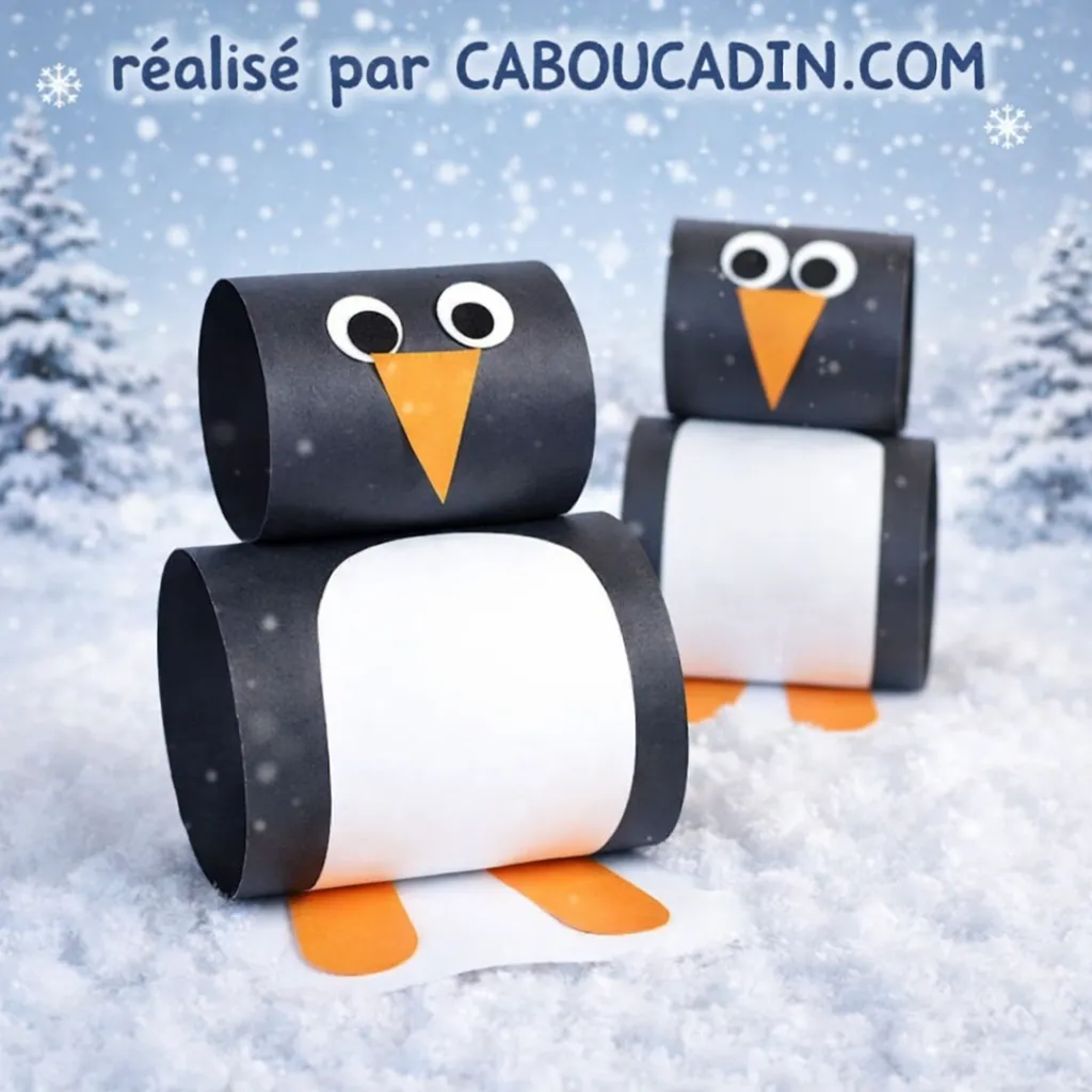 Bricolage hiver : fabriquer un pingouin en carton avec les enfants pingouin avec rouleau en carton 2 11zon