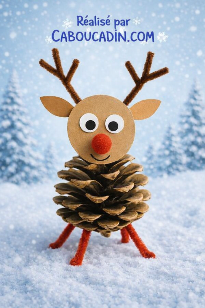 Bricolage renne de Noël : fabriquer un renne trop mignon avec une pomme de pin renne hiver avec pomme de pin