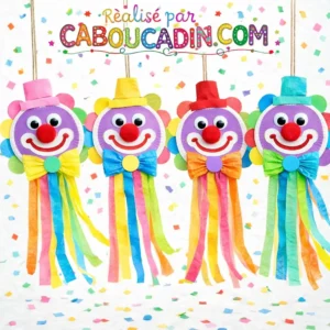 Bricolage Clown Carnaval à Suspendre – Activité Facile en Papier pour Maternelle carnaval-maternelle-clowns-en-papier a-suspendre