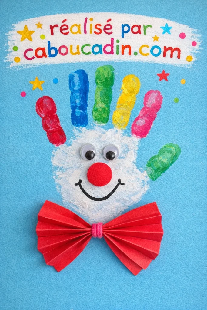 Clown avec empreinte de main – bricolage facile pour enfants clown carnaval avec empreinte de main