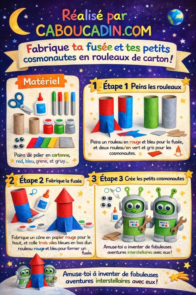 illustration tuto fusee avec rouleau en carton