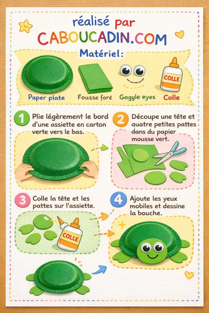 illustration tuto tortue realisee avec une assiette en carton