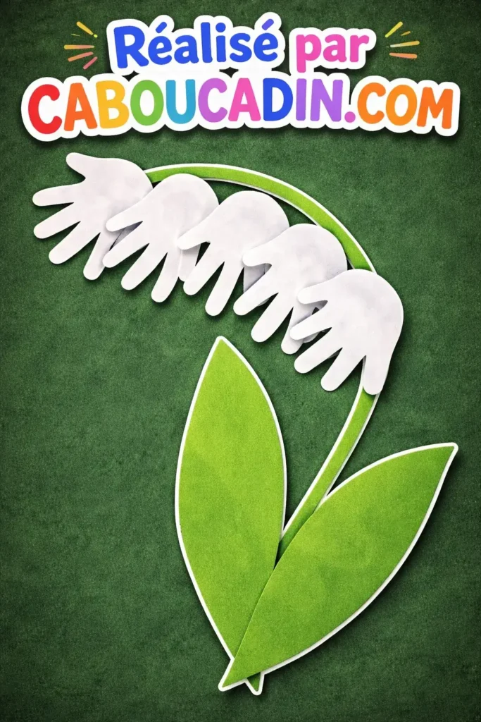 brin muguet avec empreintes mains decoupe papier blanc