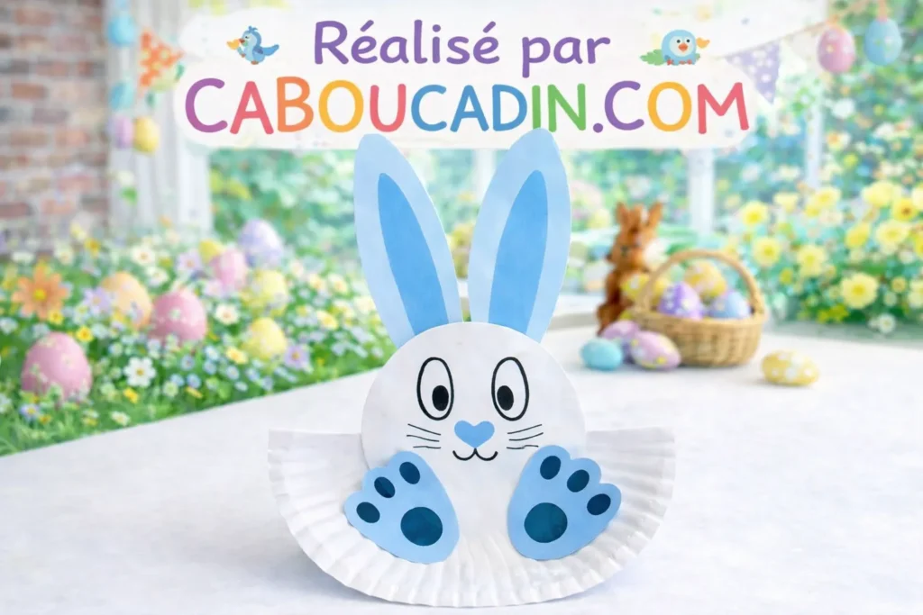 lapin paques avec assiette carton decoupee et pliee