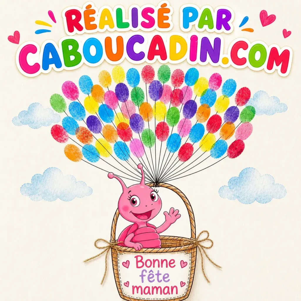 Des ballons en empreintes de doigts pour la fête des mères carte fete mere avec empreintes de doigts