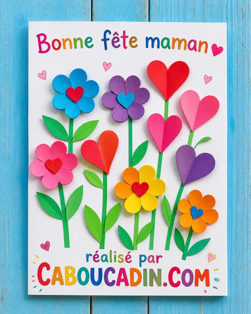 carte fete mere bouquet fleurs colorees