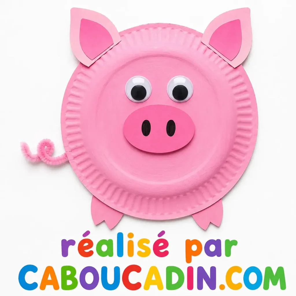 cochon rose avec assiette carton