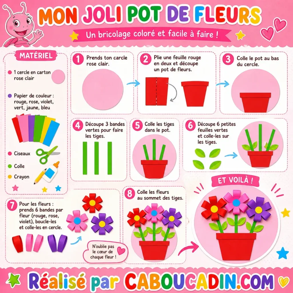 illustration tuto carte fete mere pot de fleurs en papier
