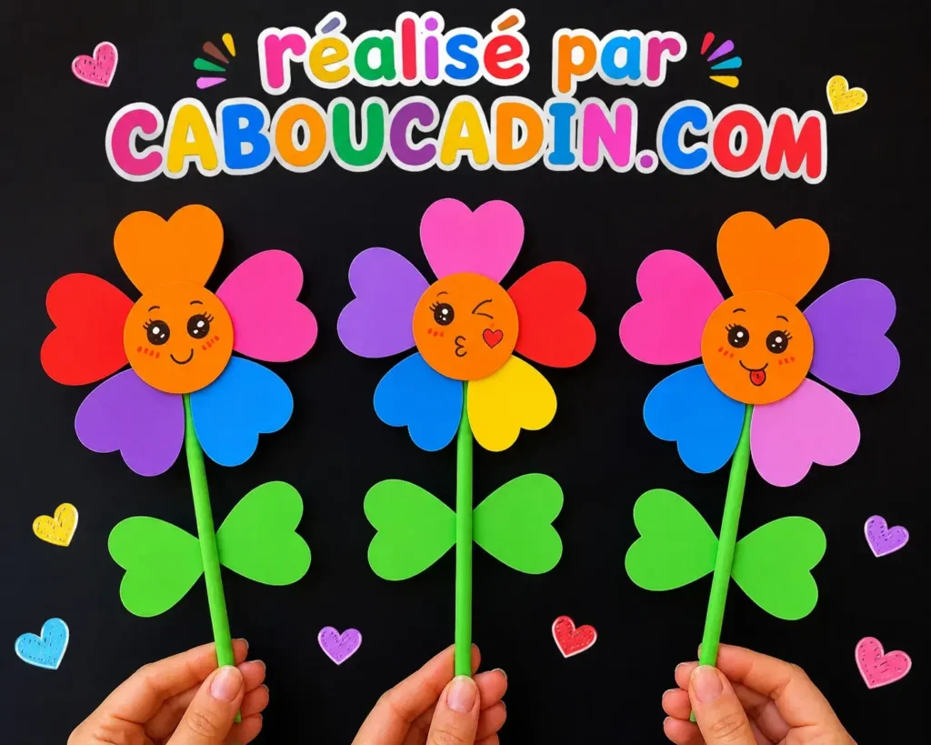 Bricolage fleurs en papier pour enfants illustration tuto carte fete meres fleurs en papier