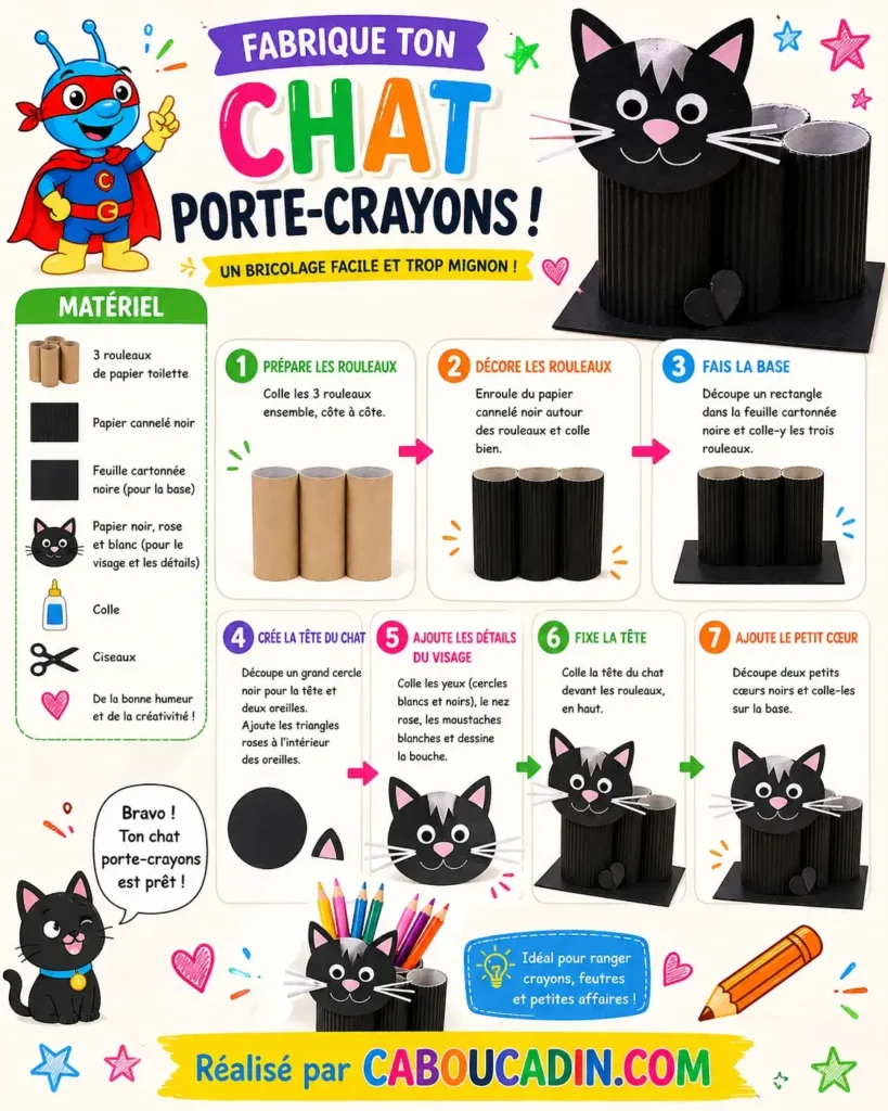illustration tuto chat avec rouleau carton