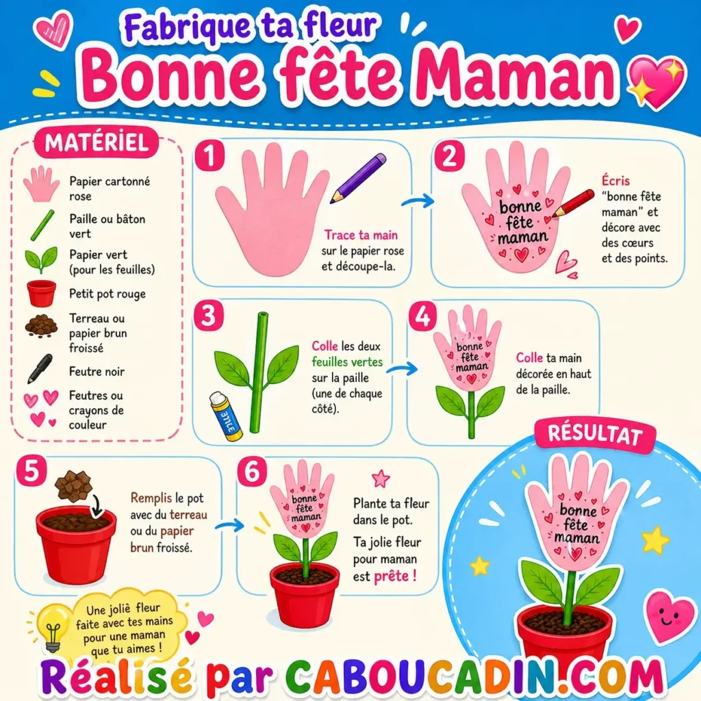 illustration tuto fete mere fleur empreinte main decoupee