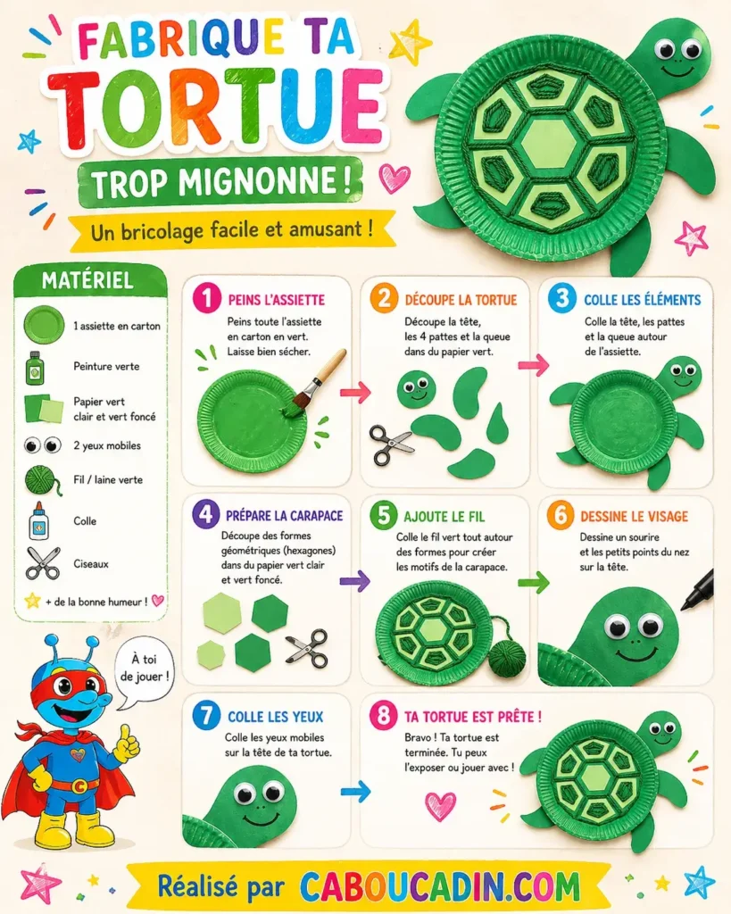 illustration tuto tortue realisee avec assiette en carton