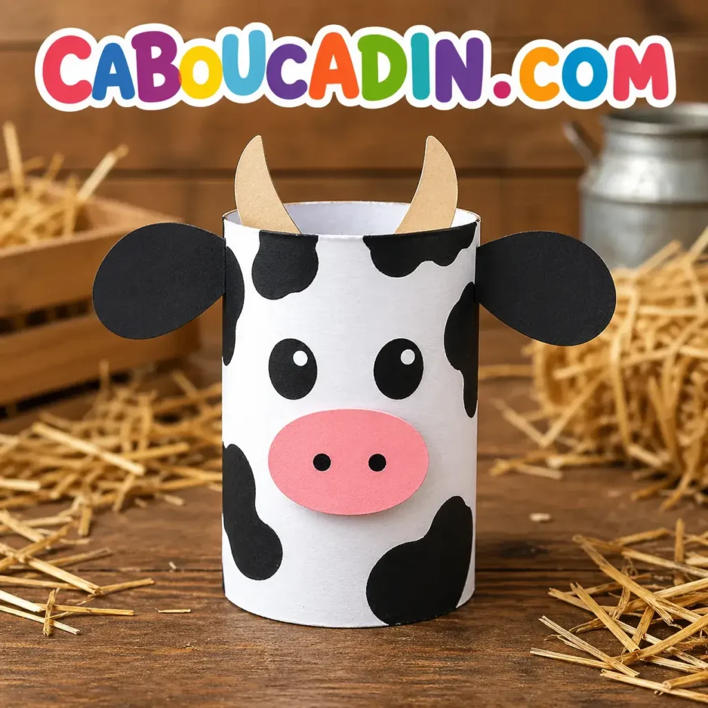 vache avec rouleau en carton