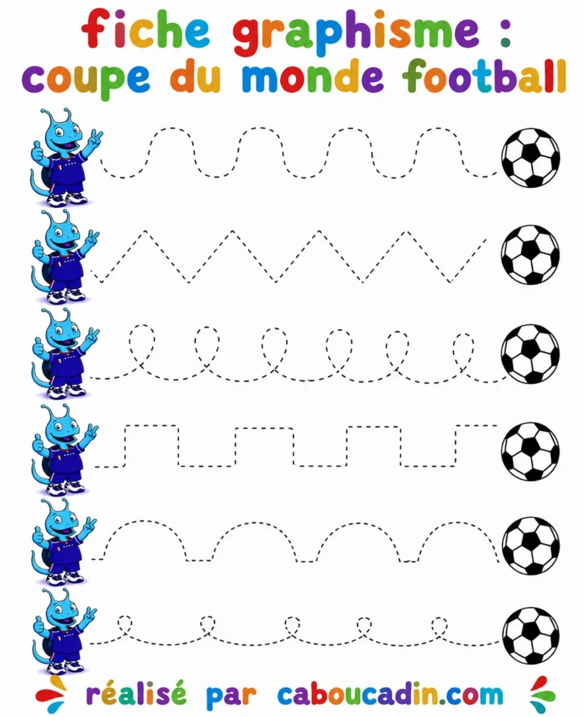 Fiche maternelle de graphisme : Coupe du monde football fiche graphisme coupe du monde foot 1