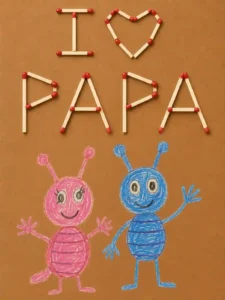 Bricolage Fête des Pères : Réaliser un "I ❤️ Papa" en Allumettes Facile avec les Enfants je-aime-mon-papa-avec-des allumettes