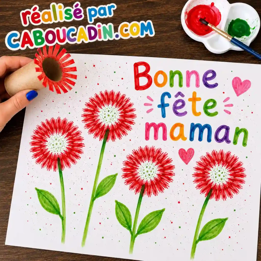 marguerite avec empreinte rouleau en carton