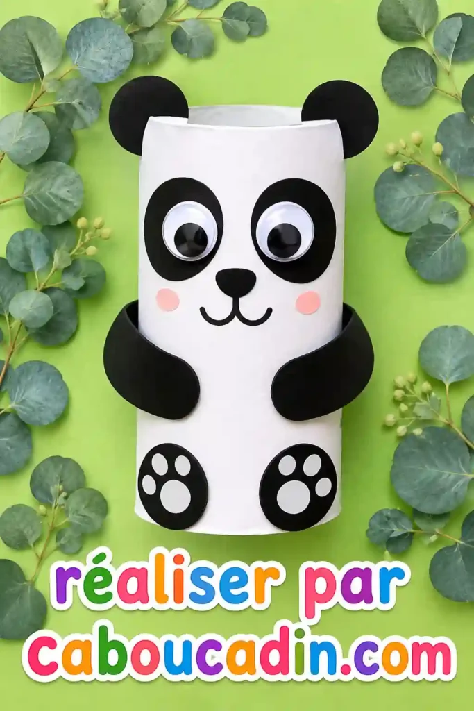 panda avec rouleau en carton