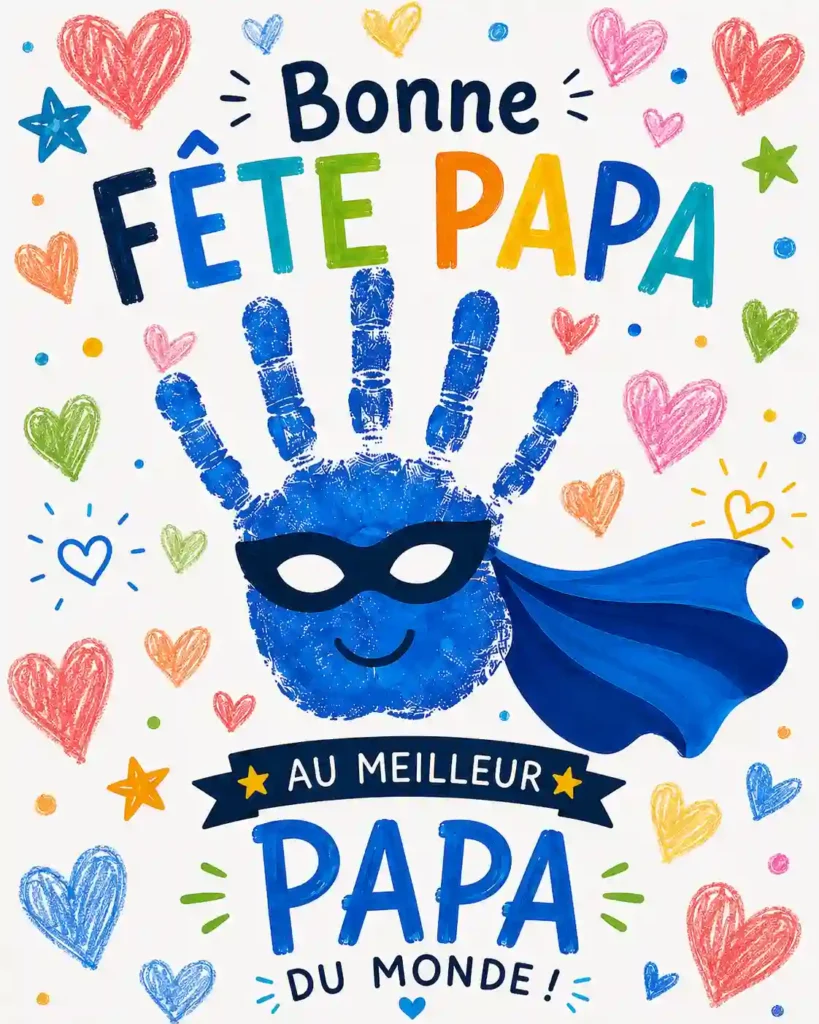 Bricolage Fête des Pères : Carte Super Papa avec Empreinte de Main Facile à Réaliser super papa avec empreinte de main
