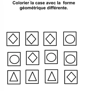 Fiche maternelle : trouver la forme géométrique différente