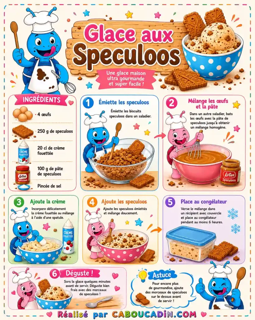 illustration tuto recette glace aux speculoos
