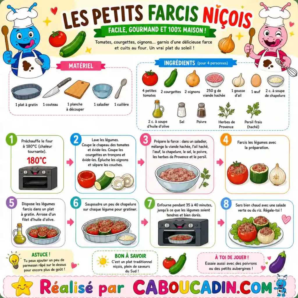 Recette des petits farcis niçois à préparer avec les enfants illustration tuto recette petits farcis nicois facile