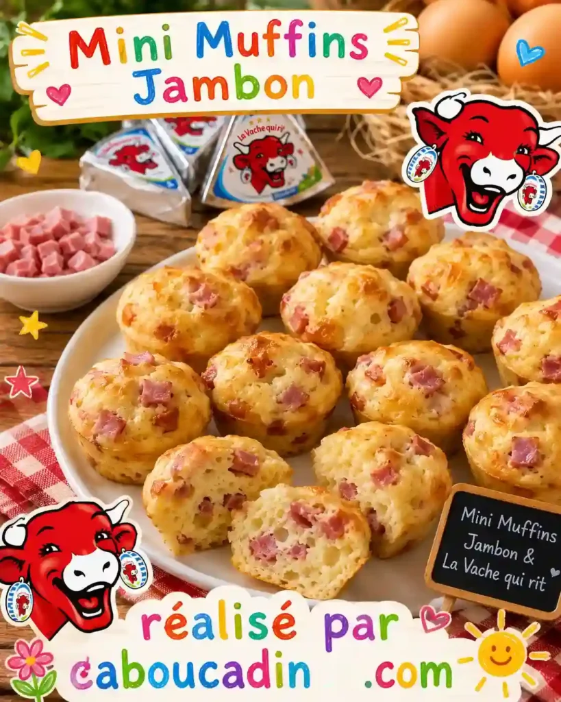 Mini muffins au jambon et à La Vache qui rit recette muffins vache qui rie jambon caboucadin
