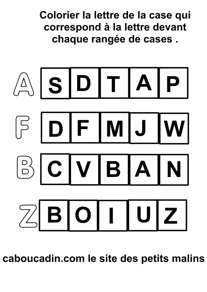 Fiche maternelle : reconnaître et colorier la bonne lettre fiche maternelle colorier la bonne lettre 1