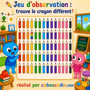 Jeu d’observation en maternelle : trouve le crayon différent Jeu d’observation en maternelle : trouve le crayon différent