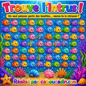 Jeu d’observation en maternelle : trouve le poisson qui porte des lunettes Jeu d’observation en maternelle : trouve le poisson qui porte des lunettes